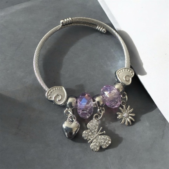 Silver and Purple Charm Bracelet - Picture 2 of 3